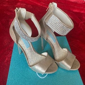Betsey Johnson Silver Metal Heels.